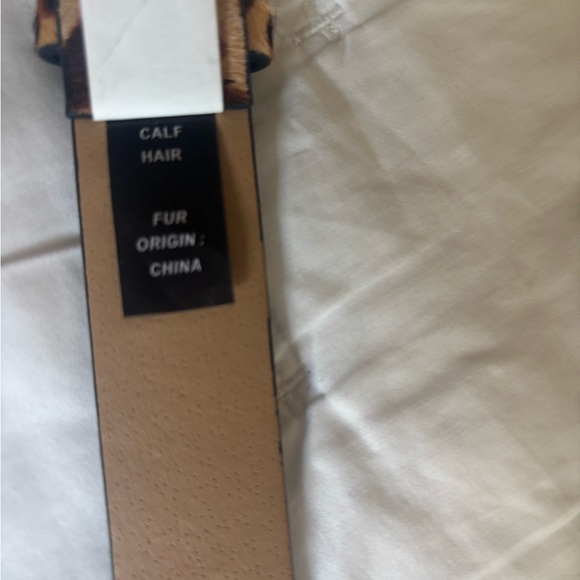 Express Calf Hair Leopard Print Belt with Gold Buckle - Picture 2 of 10